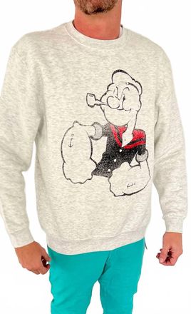 Kinetix Popeye Big Guns Sweater In Heather White
