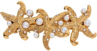 Jennifer Behr Thalassa pearl embellished filigree barrette - women - Crystal/18kt Gold Plated Brass/Steel - One Size
