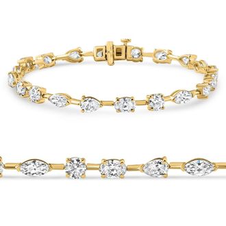 Pompeii3 8Ct Mixed Cut Diamond Tennis Bracelet 7 14k Yellow Gold Lab Grown Size: Medium
