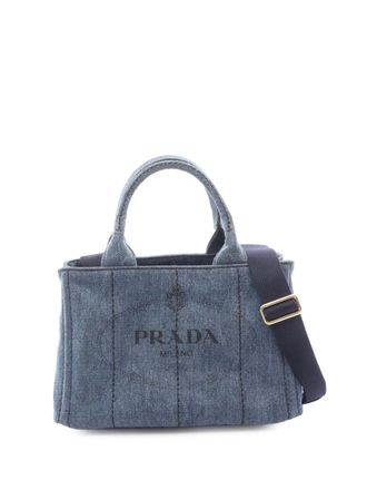 Prada 2010-2025 Denim Canapa Logo satchel - Blue