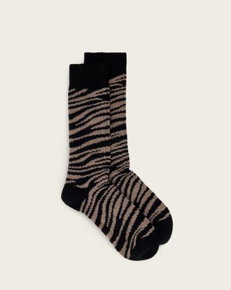 AllSaints Wool/Polyamide Zebra Boot Socks, Size: S/M