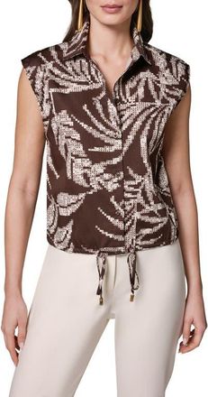DKNY Allover Print Drawstring Hem Sleeveless Top in Canyon Multi at Nordstrom, Size X-Large