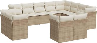 vidaXL Set De Sof&aacute;s De Jard&iacute;n 12 Pzas Y Cojines Rat&aacute;n Sint&eacute;tico Marr&oacute;n Vidaxl
