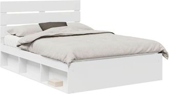vidaXL Bed Frame with Headboard White 160 x 200 cm Solid Pine Wood vidaXL