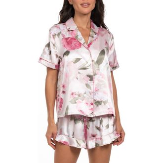 In Bloom by Jonquil Jovie Floral Satin Short Pajamas in Rosewater at Nordstrom, Size X-Large