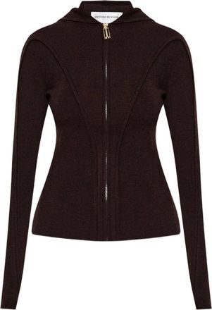 Victoria Beckham Sweaters Chocolate - Dames - Vesten met rits - Bruin - XS - Hoodies & sweatvesten