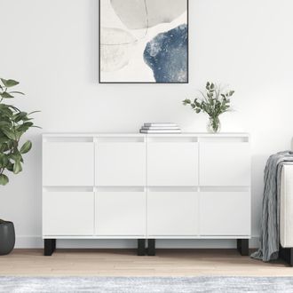 vidaXL Vidaxl - Aparadores 2 Uds Madera Contrachapada Blanco Brillo