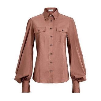 Brunello Cucinelli Camicia in Popeline Stretch con Monile - - Blouses & Shirts - Donna - Rosso - L