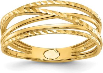 Diamond2Deal 14k Yellow Gold Polished and Diamond-cut Criss Cross Ring