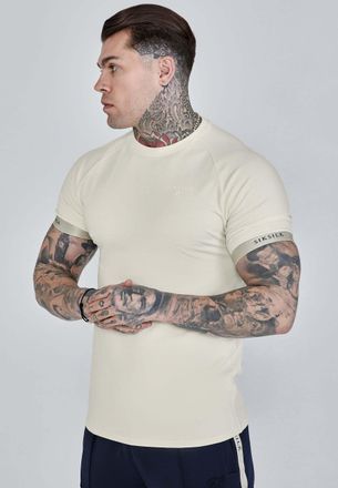 Siksilk T-Shirt SIKSILK Siksilk T-Shirt Tech T-Shirt, Herren, Gr. XL, beige, Obermaterial: 95% Baumwolle CO. 5% Elasthan EL., Shirts T-Shirt
