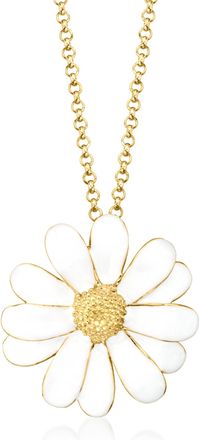 Ross-Simons Italian White Enamel Daisy Necklace in 18kt Gold Over Sterling