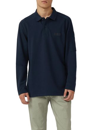 s.Oliver Langarm-Poloshirt S.OLIVER, Herren, Gr. XL, navy, Jersey, Obermaterial: 96% Baumwolle, 4% Elasthan, unifarben, regular fit normal, ohne Ausschnitt, Ra