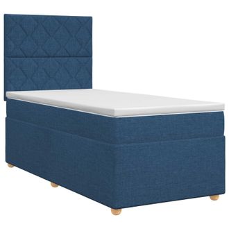 vidaXL Letto Box Spring Con Materasso Blu 100 X 200 Cm Tessuto Vidaxl