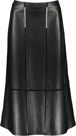 Yves Salomon Rok van lamsleer met stiksel - Zwart