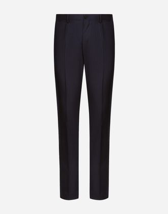 Dolce & Gabbana Tailored Virgin Wool Pants - Man Pants And Shorts Blue 48