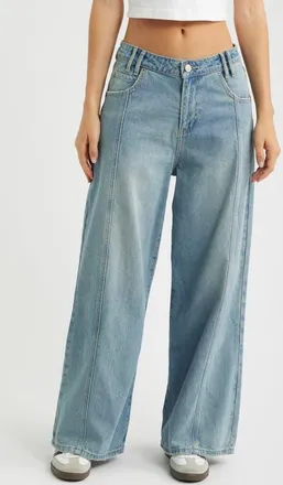 YMI Relaxed Extra Baggy Wide Leg Jeans in Medium Blue at Nordstrom, Size 11