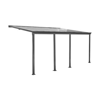 Sweeek P&eacute;rgola cochera de aluminio adosada con canal&oacute;n integrado, 3x6m