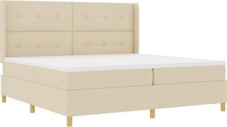vidaXL Box Spring Bed with Mattress Cream 200 x 200 cm Fabric vidaXL