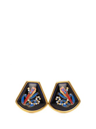Hermès Orecchini a clip Cloisonne con design smaltato 2000-2025 - Nero