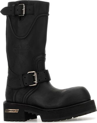 Balenciaga Womens Slate Leather Venom Boots Black-Silver Stivali Black/silver
