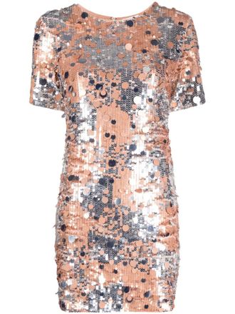 P.A.R.O.S.H. Abito paillette short-sleeve minidress - Orange