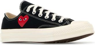 Comme Des Gar&ccedil;ons Womens Heart-Embroidered Canvas Sneaker Black Cotton