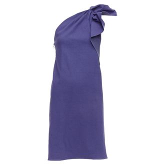 Lanvin linen one shoulder ruffle dress