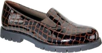 David Tate Womens Pearl Leather Loafers In Brown Croco