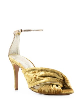 Forte_Forte Velvet Twisted-Strap Heel Sandal - Gold
