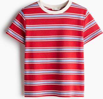 H&M T-Shirt aus Baumwolle - Rot/Gestreift