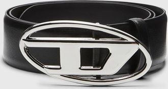 Diesel 4cm Leather belt with Oval D buckle - Belts - Man - Black