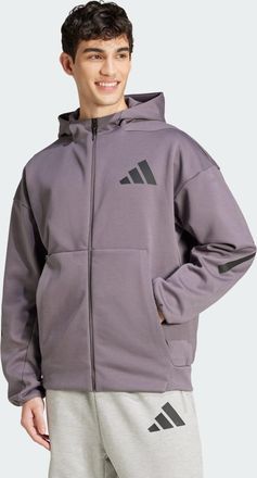 adidas Mens Z.N.E. Full-Zip Hooded Track Jacket - Purple Recycled Material - Size Medium