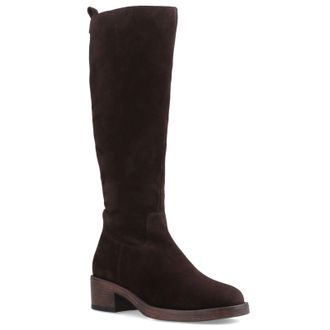 Hush Puppies Antonia Lange Su&egrave;de Dames Chocolade Hak Kniehoge Laarsjes