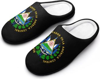 Generic Coats of Arms of El Salvadors Funny Mens Slippers Cotton Warm House Shoes Memory Foam Sandals Print Size 7-14