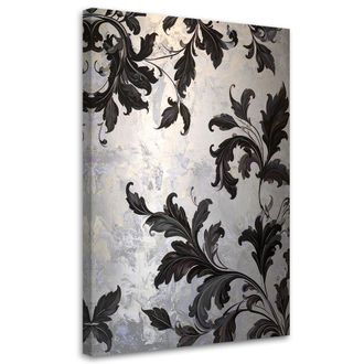 Feeby Cuadro En Lienzo Hojas Negras De Acanto Y Laurel Plantas Naturaleza 70x100