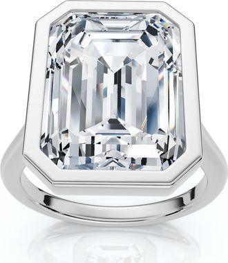 Pompeii3 Certified 10 Ct Emerald Cut Bezel Diamond Engagement Ring 14k or Pt Lab Grown