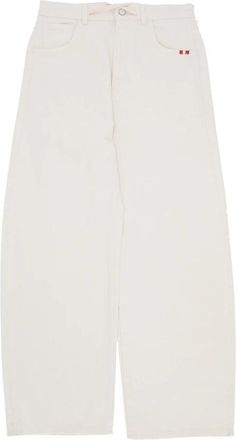 Amish Hoge taille witte jeans ballonvorm - Dames - Loose Fit Jeans - Wit - W26 - Katoen - Jeans