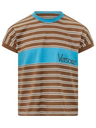 Versace Brown Stripes Logo T-Shirt