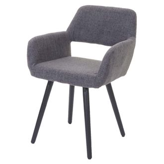Hhg Silla De Comedor Hhg 428 Ii, Silla Silla De Cocina, Dise&ntilde;o Retro A&ntilde;os 50, Textil, Gris, Patas Oscuras