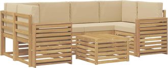vidaXL Conjunto De Sof&aacute;s De Exterior 7 Uds. Y Beige Poli&eacute;ster Vidaxl