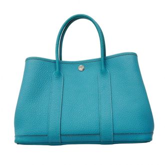 Herm&egrave;s Turquoise Blue Country Leather Tote Bag (Pre-Owned)