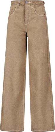 Uma Wang Beige Wool Blend Straight-Leg Pants With Five-Pocket Design