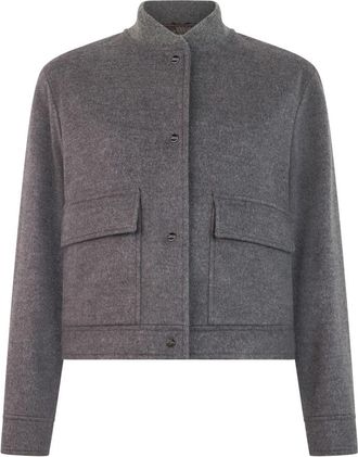 Herno Bomber met zakken - Dames - Bomber jackets - Grijs - M - Wol - Jassen