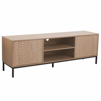 Oviala Mueble de TV rectangular con 2 puertas, L160 cm, madera clara