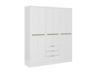 Vente-Unique Vente-unique - Armadio 6 Ante E 3 Cassetti L180 Cm Bianco - Peroli