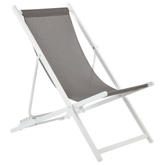 Beliani Beliani - Tumbona De Jard&iacute;n Moderna Estructura De Metal Silla Plegable Asiento De Hamaca Gris Y Blanco Locri Ii