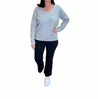 Skies Are Blue Clothing Biggest Fan V Neck Sweater In Grey