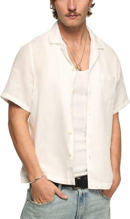 Lucky Brand Notch Collar Short Sleeve Button-Up Shirt in Bright White at Nordstrom, Size Xx-Large