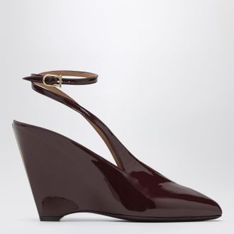 Ferragamo Sandalo peep toe con zeppa bordeaux