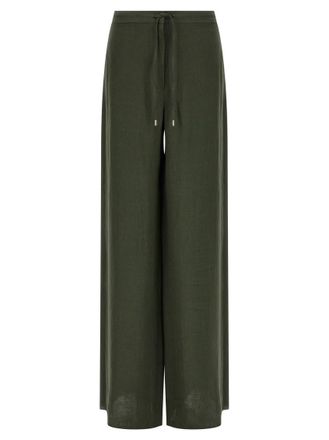 Max Mara Dark Green Straight Drawstring Pants